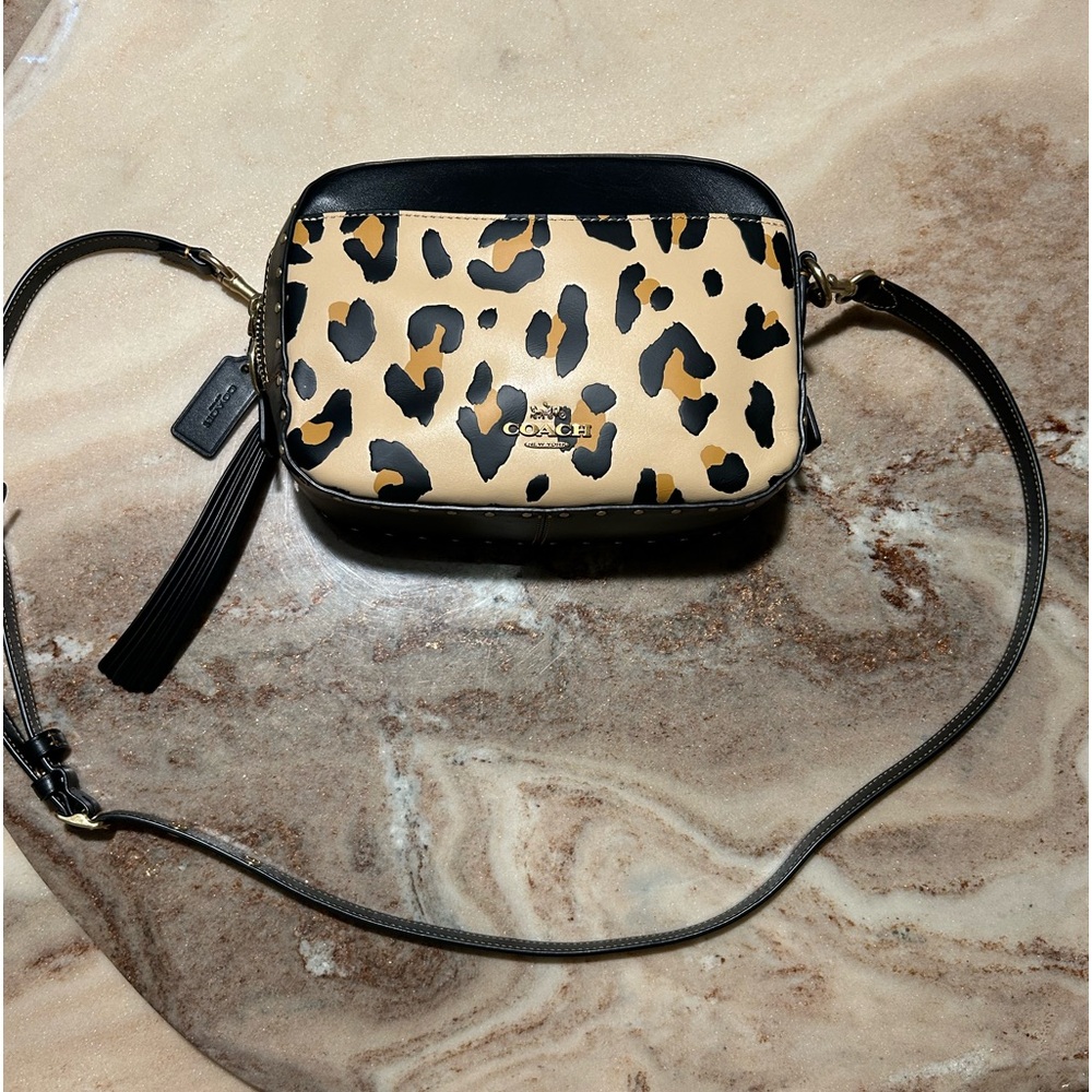 Coach leopard camera bag
